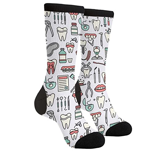 Dentist Dress Socks Novelty Casual Dentistry Teeth Crew Socks Gifts For Men Women