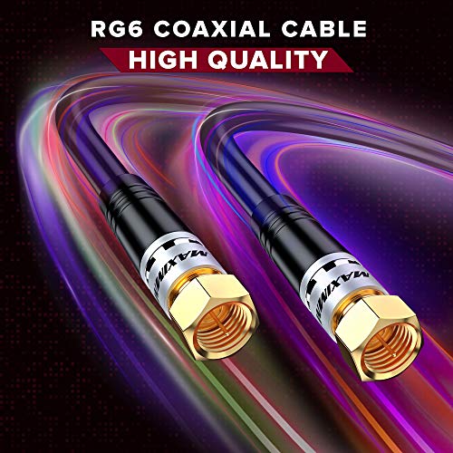 RG6 COAXIAL Cable - Triple Shielded, Non-Oxygen Copper Cable Wire for TV, Internet & More - Flexible Coax Cable Cord 50ft / Black