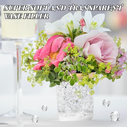 BYMORE 120000 Clear Water Beads,Transpatent Gel Jelly Beads,Vase Filler for Candle, Wedding Centerpiece, Floral Arrangement, Home Decorations