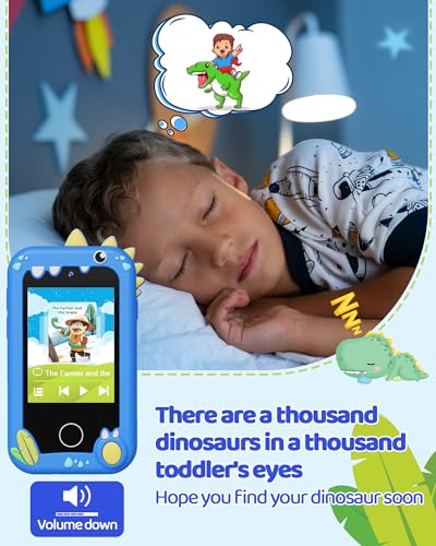 KOKODI Kids Smart Phone Toys, Touchscreen HD Dual Camera Cell Phone for Kids, Birthday Gifts Dinosaur Toddler Play Phone for Boys 3-10, Travel Toy Preschool Learning Toy for Kids with 8GB SD Card