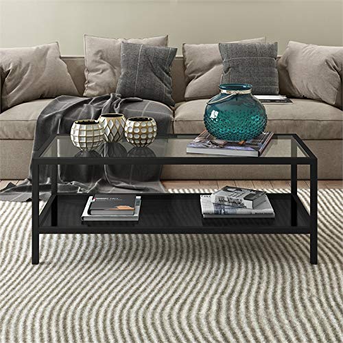 Henn&Hart 54" Wide Rectangular Coffee Table in Blackened Bronze, Modern coffee tables for living room, studio apartment essentials