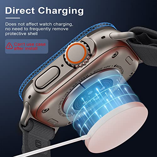 WSKEN for Apple Watch Ultra 2/Ultra Screen Protector 49mm,9H Tempered Glass + Titanium Alloy Frame, [Keep Original] [Touch Sensitive] Lightweight Protective Glass Film for iwatch Ultra 2 Pack,Black