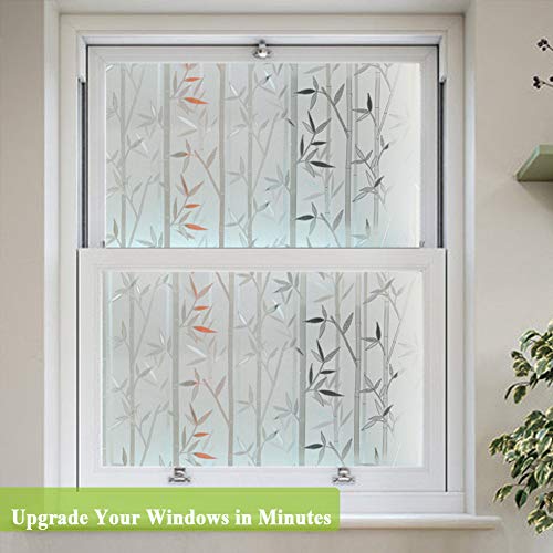 Static Cling Window Film,Privacy Door Film,Decorative Glass Film,Bamboo Stained Glass Window Tint Anti UV for Home and Office Decoration,17.5 inches by 78.7 inches