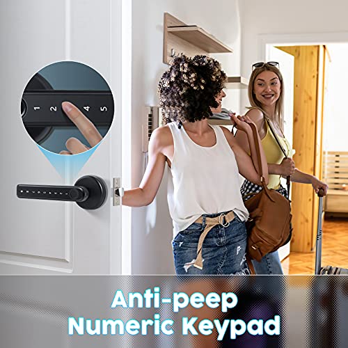 Fingerprint Smart Door Lock with App Code Backup Key Fingerprint Smart Door Knob Keyless Entry Door Lock with Handle for Home Hotel Office Apartment Bedroom Silver