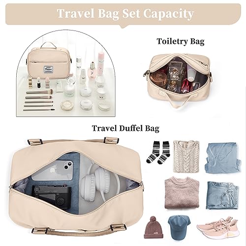 Weekender Bags for Women,Personal Item Travel Bag with Shoes Compartment,Overnight Travel Duffel Bag with Toiletry Bag