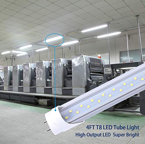 TRLIFE 4FT LED Light Bulbs, T8 4FT LED Tube Lights 28W 5000K Daylight White, 3360 Lumens Dual Row LEDs Replacement for 4 FT Fluorescent Fixture, Clear Cover, Dual-end Powered, Ballast Remove(4 Pack)