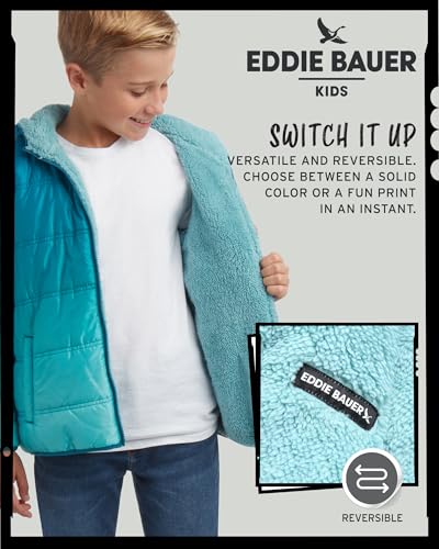 Eddie Bauer Boys' Reversible Jacket - Waterproof Lightweight Fleece Lined Hooded Puffer Coat - Boys Outerwear Jacket (5-20), Size 5-6, Marine Blue