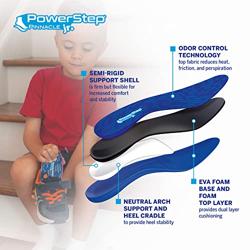 PowerStep Insoles,Pinnacle JuniorKids Pain Relief Shoe Insert, Maximum Cushioing Shoe Insert, For Kids Ages 2-11 /Youth 1