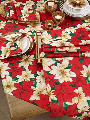 Poinsettia Print Tablecloth