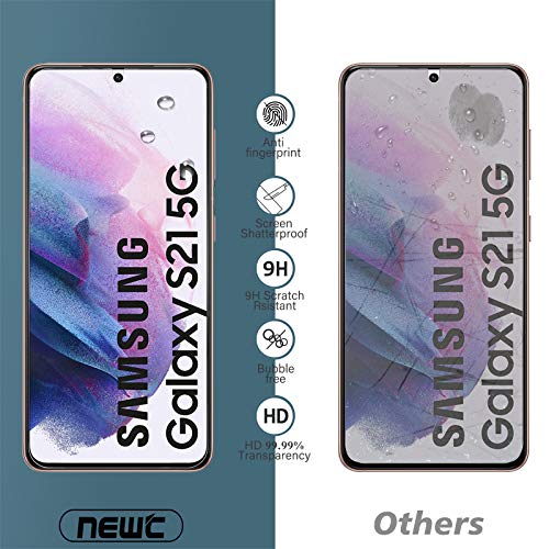 NEW'C 3 Pack Designed for Samsung Galaxy S21 5G (6.2), Tempered Glass Scratch-Proof, Bubble-Free, Ultra Resistant (0.26 mm HD Ultra Transparent) 9H Hardness Glass