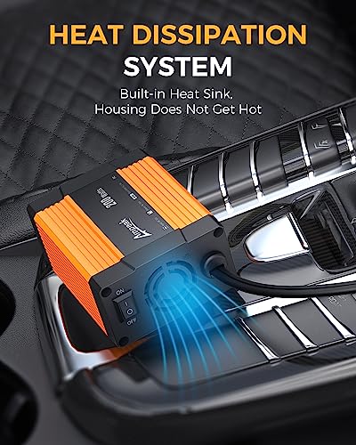 Ampeak 200W Car Power Inverter 4.8A Dual USB Ports AC Outlet Car Inverter DC 12V to AC 110 Car Plug Adapter