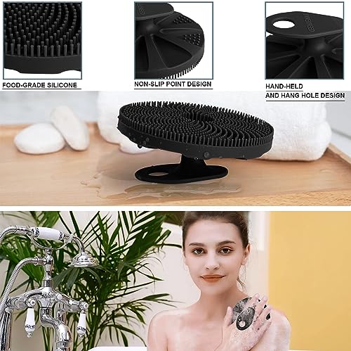 INNERNEED Food-Grade Silicone Body Scrubber Exfoliating & Massaging Shower Brush, More Hygienic Bathing Tool, for All Skin Types, Lathers Well, Longer Service Life (Black)