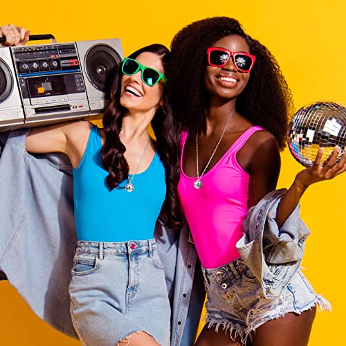 Sureio 20 Pcs Mirror Disco Ball Necklaces Silver Hanging Balls Ornament 70s Disco Party Necklaces Mini 70s Jewelry Party Favor Decoration Costume Accessories for Dance Supplies(0.79 Inch)