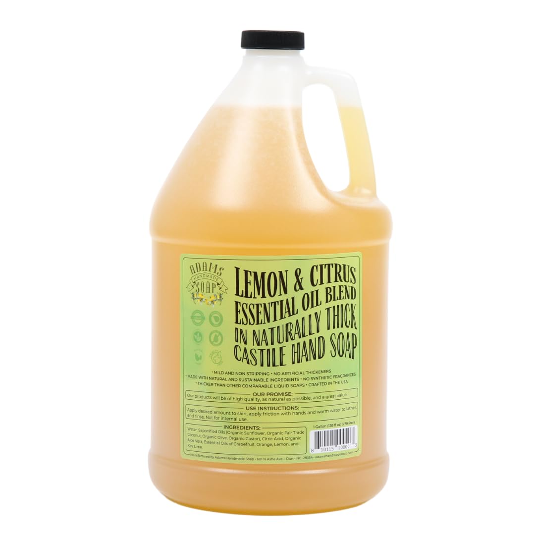 Adams Handmade Soap Thick Organic Castile Liquid Hand Soap 1 Gallon Refill - Citrus