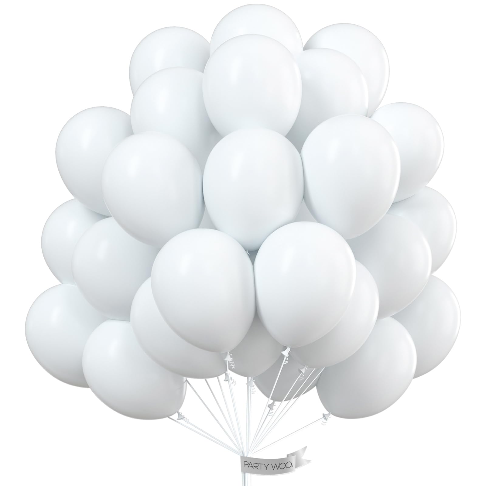 PartyWoo White Balloons 100 pcs 10 Inch Matte White Latex Helium Balloons for Wedding Bridal Graduation Engagement Baby Shower Gender Reveal Easter Anniversary Birthday Party Decorations White-Y13