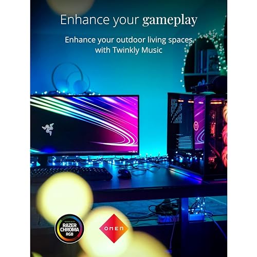 Twinkly Strings 100 LED RGB, LED Light String for Outdoor and Indoor, LED Lights Smart Multicolor, Compatible with HomeKit, Alexa and Google Home, LED Gaming, IP44, App Controlled, Green Wire, 26.2ft