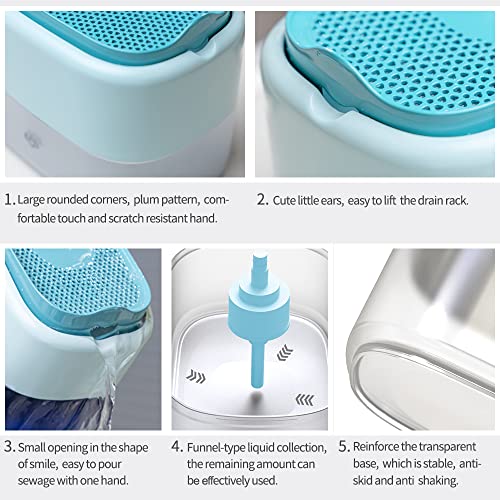 OMAIA Dish soap Dispenser for Sink - Blue - Sink Countertop Organizer - Soap Dispenser with Sponge Holder