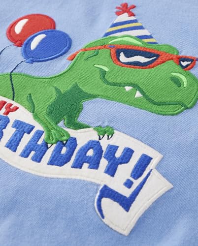 Gymboree,and Toddler Embroidered Graphic Short Sleeve T-Shirts,Birthday Dino,12-18 Months