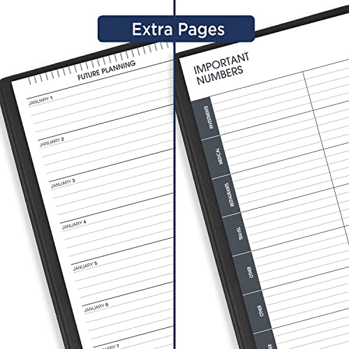 AT-A-GLANCE 2024 Daily Planner, Quarter-Hourly Appointment Book, 5" x 8", Small, Black (708000524)