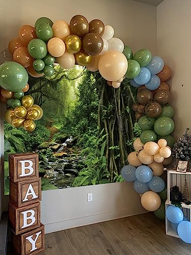 Jungle Forest Backdrop 10x8ft Spring Tropical Nature Scenery Rainforest Green Trees Photography Background for Photoshoot Kids Adults Safari Theme Party Decorations Banner