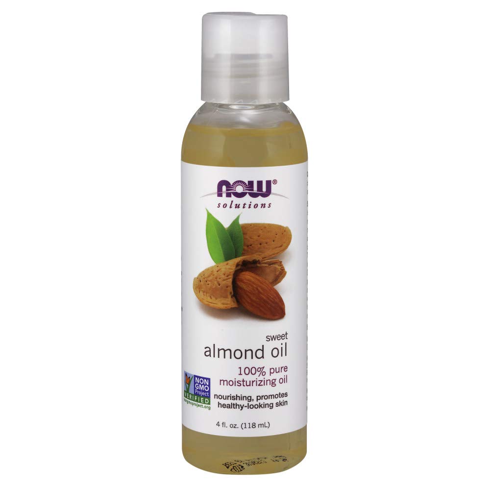 NOW Solutions, Sweet Almond Oil, 100% Pure Moisturizing Oil, Promotes Healthy-Looking Skin, Unscented , 4-Ounce