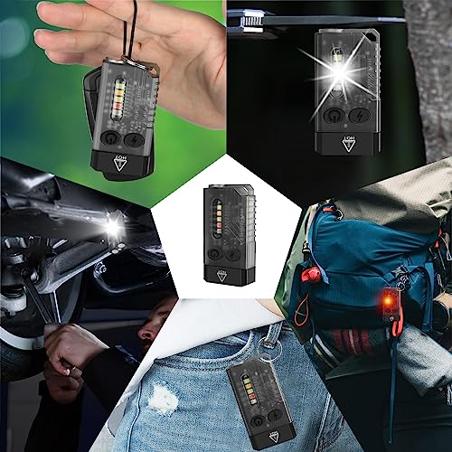 NGOKPYD V10 Small LED Rechargeable Flashlights with 365nm UV Black Light,Brightest 1000LM 14 Modes Mini Pocket EDC Powerful Keychain Flashlight Gift for Gentleman(Black Transparent)