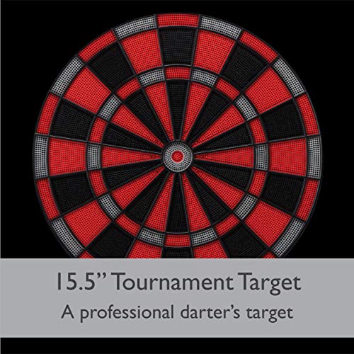 Viper by GLD Products Neptune Electronic Dartboard Cabinet Combo Pro Size Over 55 Games Large Auto-Scoring LCD Cricket Display Extended Dart Catch Area 16 Player Multiplayer with Soft Tip Darts and Power Adapter , 21.5" L x 26.5" W x 3.5" H
