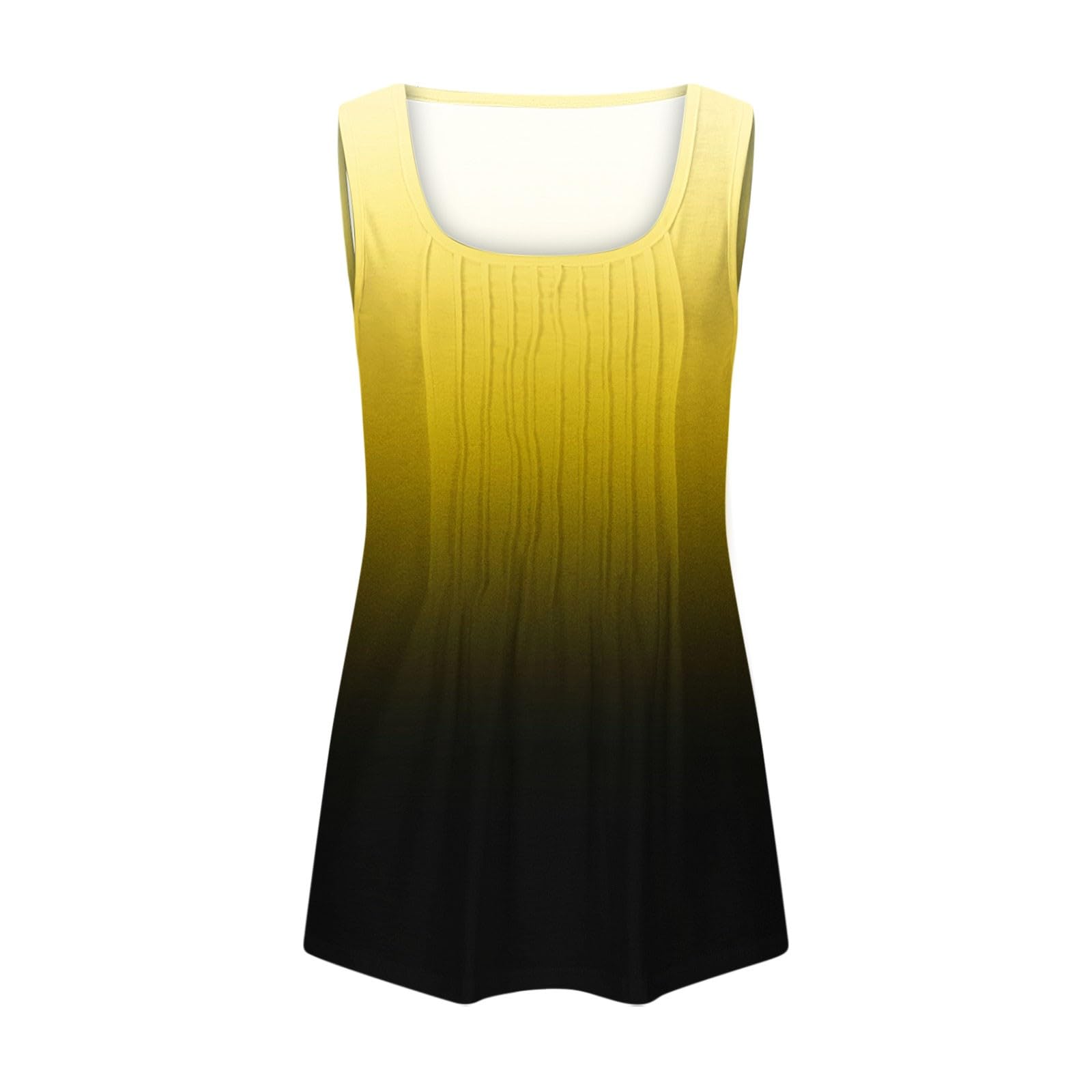 Plus Size Tank Tops for Women Pleated Front Summer Tunics Round Neck Sleeveless Tees Solid Color Casual Blouse