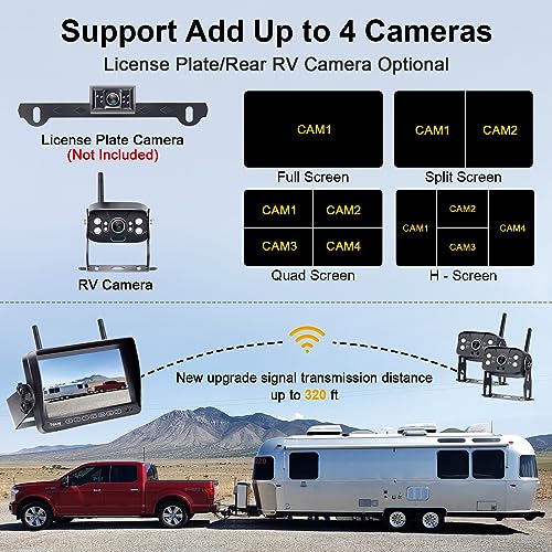 RV Backup Camera Wireless Plug and Play: Pre-Wired for Furrion System Recording Wide View Rear View Camera Clear Night Vision HD 1080P 7'' Touch Key Monitor for Trailer Camper Motorhome Yakry Y27-N