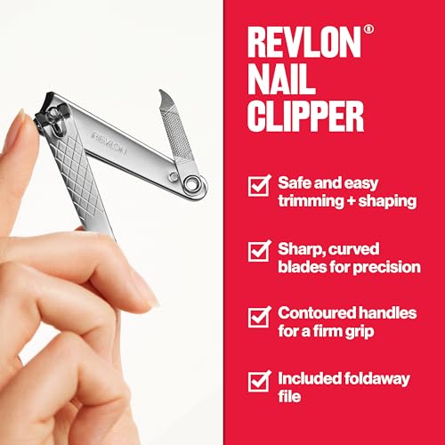 Revlon Nail Clipper With File, Manicure Care Tool With a Curved Blade for an Accurate Trimming and Grooming, Easy to Use (Pack of 1)