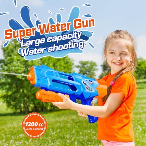 Super Water Guns for Kids Adults - 2 Pack Super Water Blaster Soaker Squirt Guns 1200cc with Excellent Range - Ideas Gift Toys for Summer Outdoor Swimming Pool Beach Sand Water Fighting Play