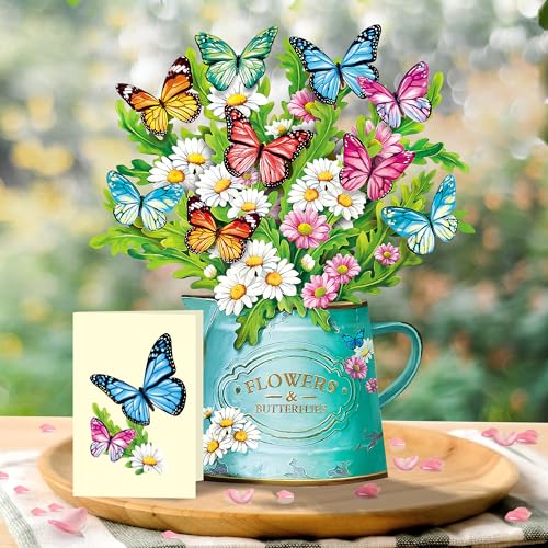 Airpark Pop Up Flower Cards, Succulent Plants, 12inch Forever Flower Bouquet 3D Popup Greeting Cards with Blank Note Card and Envelope for Birthday, Mother's Day, Holiday Decorations