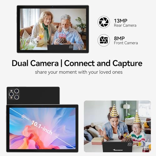 Android Tablet 10 Inch, 2024 Newest Android 13 Tablet, 128GB Storage+16GB RAM (8+8Virtual), Octa-Core Processor, 5G WiFi Tablet, 2 in 1 Tablet with Keyboard and Case, 13MP+8MP Dual Camera, GPS, Black