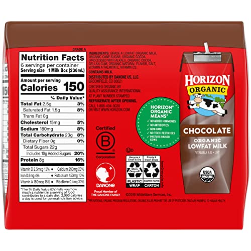 Horizon Organic, 1% Low Fat Milk, Chocolate, 6pk, 8oz