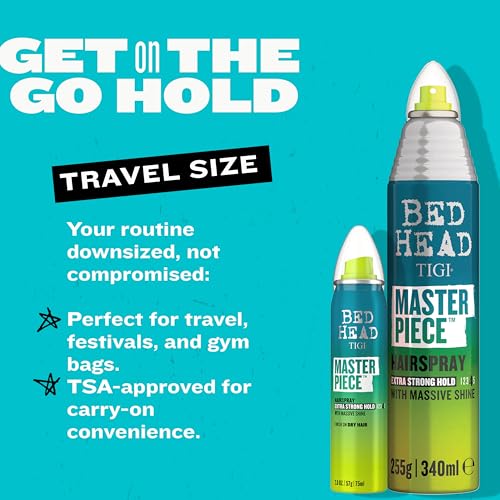 Bead Head by TIGI Masterpiece Shiny Hairspray with Strong Hold - For All Hair Types - Extra Strong Hold & Shiny Finish - Use on Dry Hair - Premium Hair Care Products for Women & Men - 2.0 oz (2 Pack)