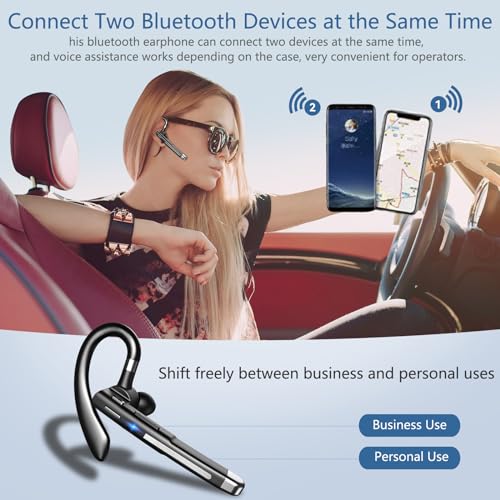 ＷＭＷＹＭＸ Bluetooth Headset, Bluetooth Wireless Earpiece with mic Trucker Headset for Phone Case Office Phones with Built-in Microphone Manos Libres Noise Cancelling