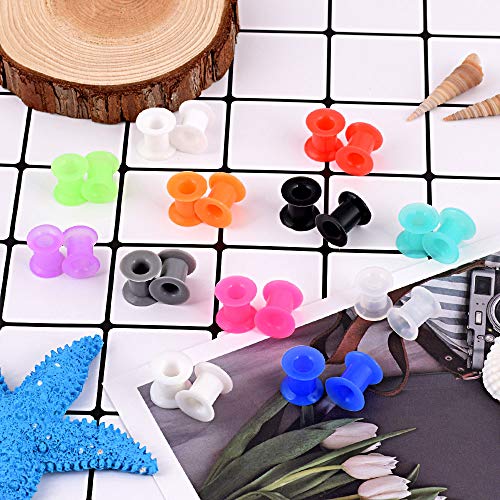 YOFANST 56pcs Colorful Silicone Ear Gauges Double Flared Ear Tunnels Set Stretchers Expander Ear Piercing Jewelry 16mm