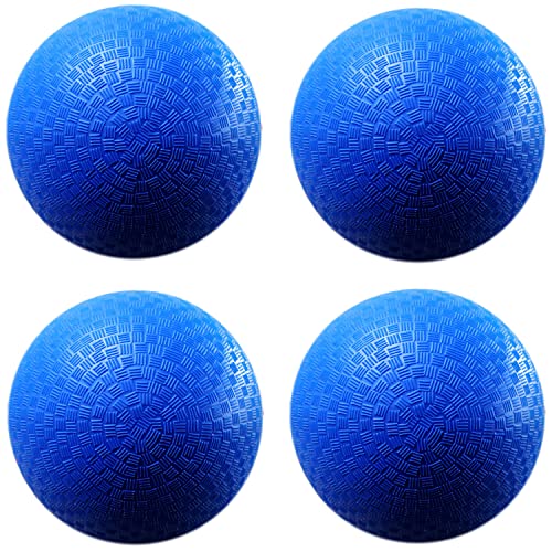 AppleRound 8.5-inch Dodgeball Playground Balls, Pack of 4 Balls with 1 Pump, Official Size for Dodge Ball, Handball, Camps and Schools (Blue)
