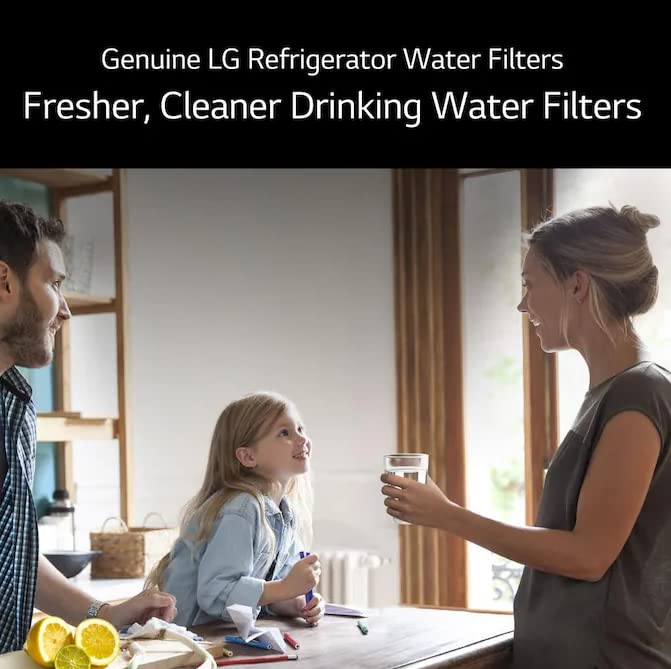 LG LT1000P2 6-Month / 200 Gallon Refrigerator Replacement Water Filter, Reduces Chlorine, 2 Count (Pack of 1), White.