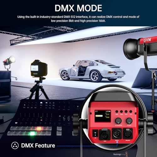 GVM LED Video Light Studio, 200W Studio Light Continuous Lighting Kit for Bluetooth Mesh Network/DMX Control, 45400lux/1m Photography Lighting Kit with Video Recording,12 Lighting Effects