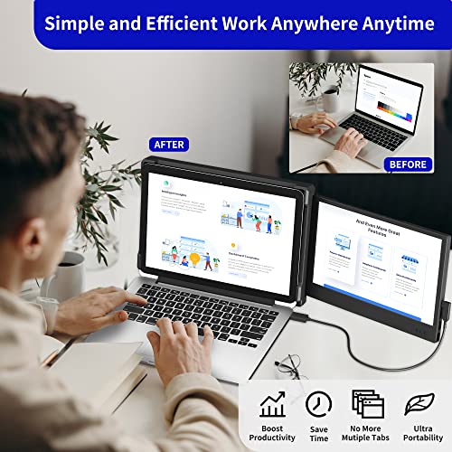 CIDETTY Laptop Screen Extender, 14'' FHD 1080P IPS Ultra-Thin Dual/Triple Monitor Display, HDMI/USB-C Plug-Play Portable Monitor for Laptop, Built-in Speakers(Mac, Win, Android)