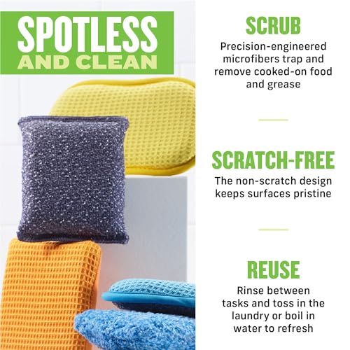 E-Cloth Non-Scratch Scrubbing Pads - Scrubbing Dish Sponges Kitchen Cleaning Kit - Reusable Scrubber Sponges for Dishes and Cleaning - Non-Scratch Scrubbers for Cleaning - 2-Pack