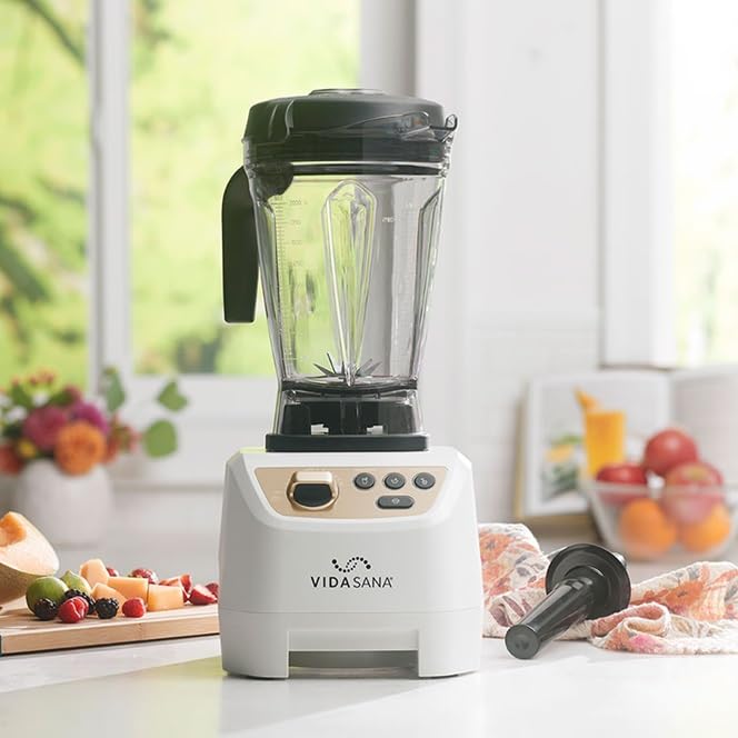 Zenith Deals Princess House Vida Sana Blender for Smoothies, Soups, Dips and More, 1500 Watts, Stainless Steel Blade, 4 Preset Functions, Large, Grey, Professional Blender, Easy Clean (White)