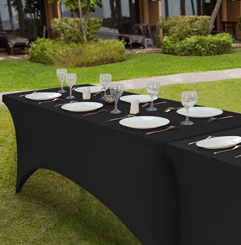 Utopia Kitchen 6ft Spandex Table Cloth Rectangle [2 Pack, Purple] 200GSM Premium Stretch, Lycra, Washable and Wrinkle Resistant Table Cover Fitted for Event, Wedding, Banquet [72Lx30Wx30H Inch]
