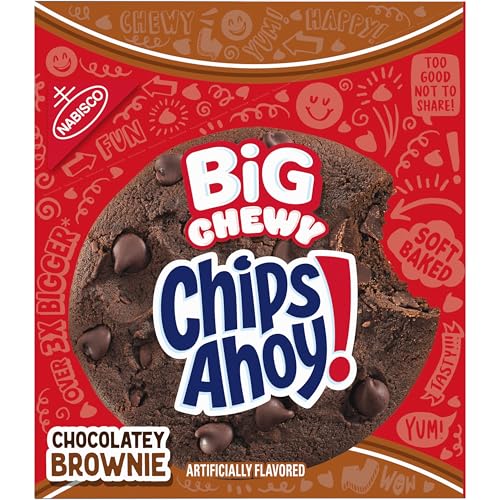 CHIPS AHOY! Big Chewy Chocolate Chip Cookies, Chocolatey Brownie, 14 Snack Packs (1 Cookie Per Pack)