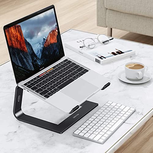 OMOTON Laptop Stand, Detachable Laptop Mount, Aluminum Laptop Holder Stand for Desk, Compatible with MacBook Air/Pro, Dell, HP, Lenovo and All Laptops (11-16 inch), Black