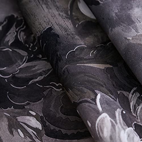 Tootop semi Transparent Floral Curtains 84 inches Long Rod Bag Gray and Yellow Flowers Plant Digital Print Curtains Living Room Bedroom Decorative Treatment 2 Panels 52W x 63L Blue & Gray