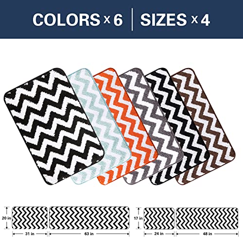 Carvapet Microfiber Chevron Non-Slip Doormat Indoor Mat and Runner for Entry, Doorway, Bath, Kitchen, High Traffic Areas, 17"x24", Coffee