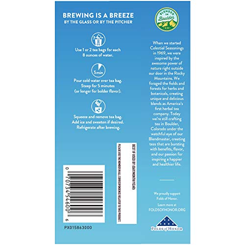 Celestial Seasonings Cold Brew Iced Tea, Citrus Sunrise, Caffeine Free, 18 tea bags (Pack of 6)