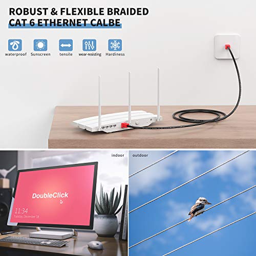 XXONE Outdoor Cat 6 Ethernet Cable 200ft, 26AWG Heavy-Duty Cat6 Networking Cord Patch Cable RJ45 LAN Wire Cable FTP Waterproof Direct Burial